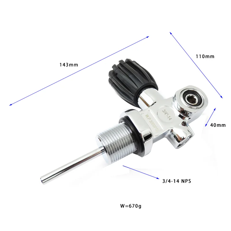 شعبية 3000Psi 250Bar 3/4-14NPS ارتفاع ضغط خزان الغوص صمام اسطوانة تخفيض صمام