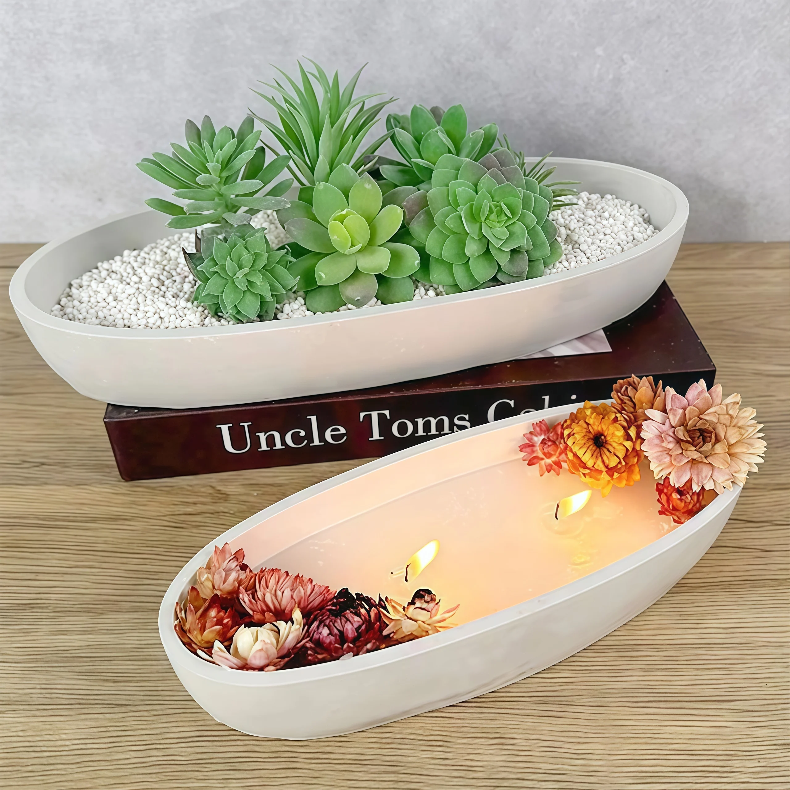 

DIY Large Elliptical Boat shaped Candle Cup Silicone Mold Festival Atmosphere Ornament Gypsum Resin Storage Bowl Drop Glue Mold