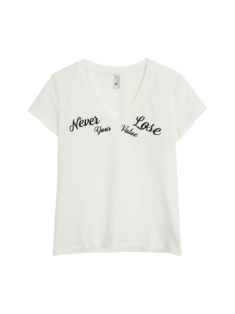 Rouge Celebri ort Sve T-irt femme nouveau 2025 été oulder v-ne blanc haut de gamme Unique haut coton Polyester mélange