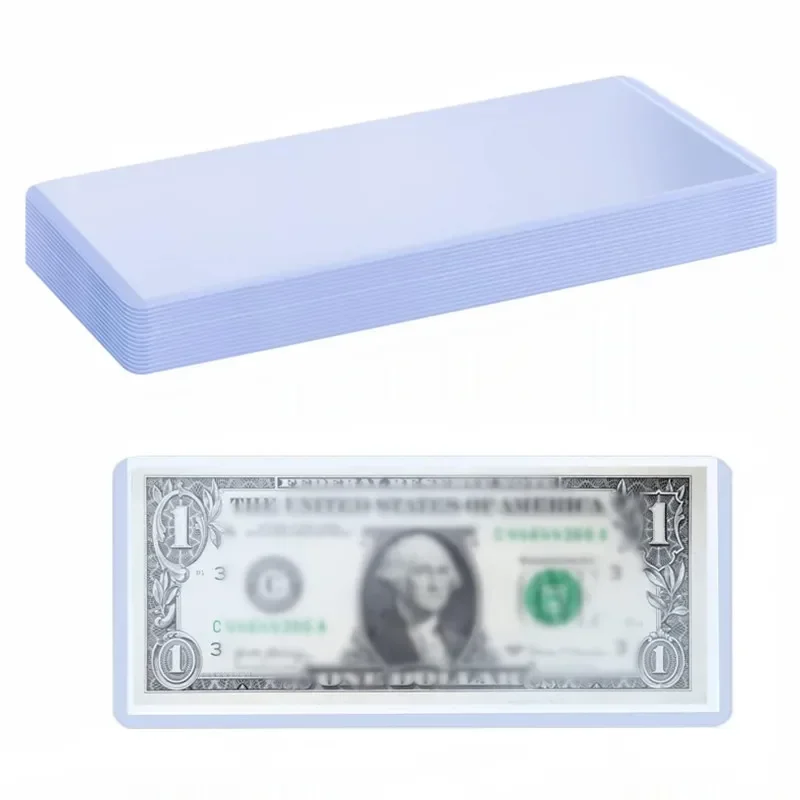 173*75mm Bill Currency PVC Clear Hard Plastic Sleeve Clip Paper Money Notes Bills Holder for Collection Protector Case Supplies