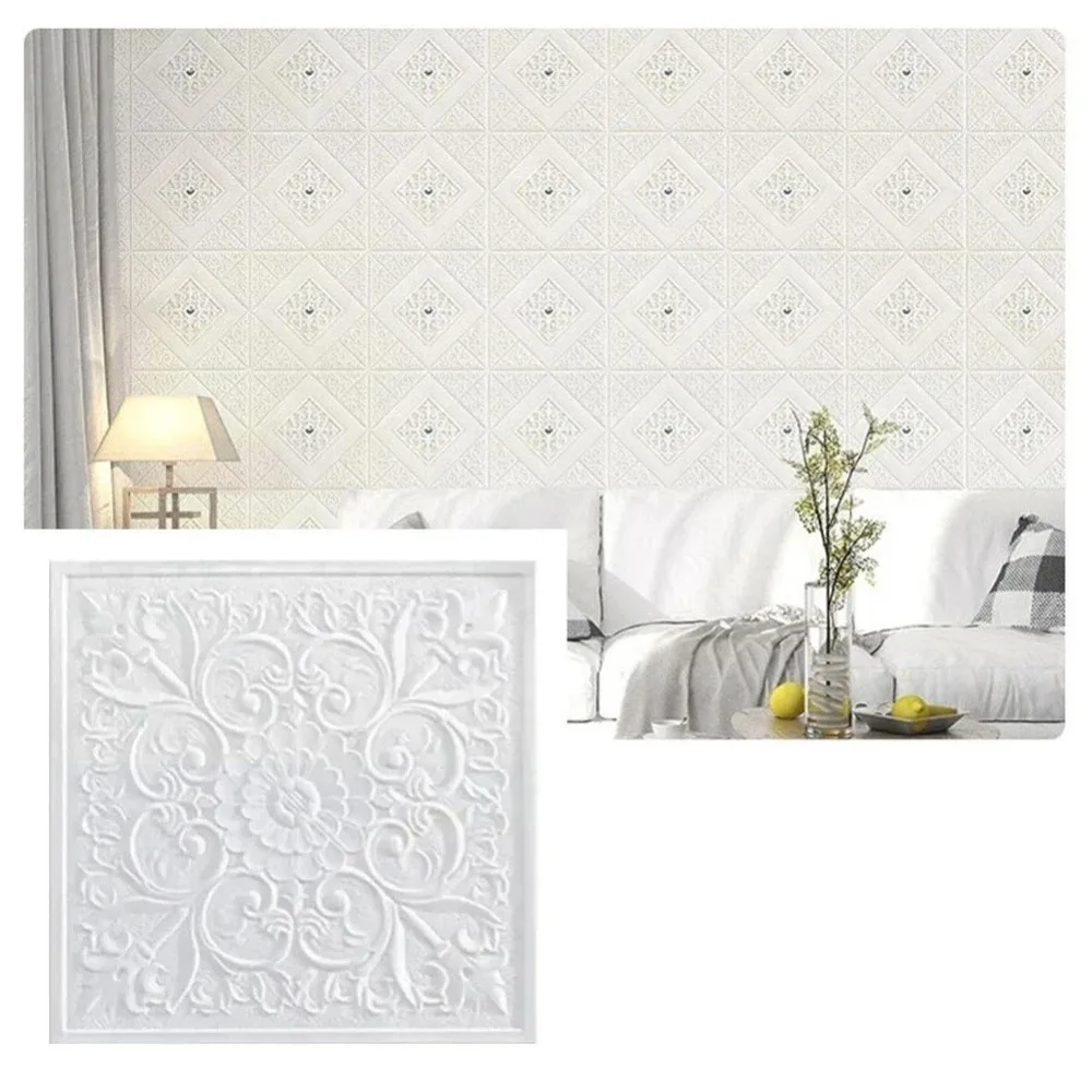 35*35cm Self-adhesive Wallpaper Anti-collision Waterproof 3D Tile Brick Peel and Stick Foam Panel Bed Room Decoration