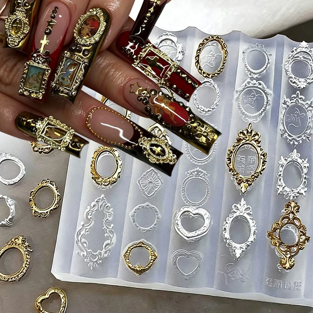 Nail Art Oval - Cetakan Seni Kuku Bingkai Eropa Vintage