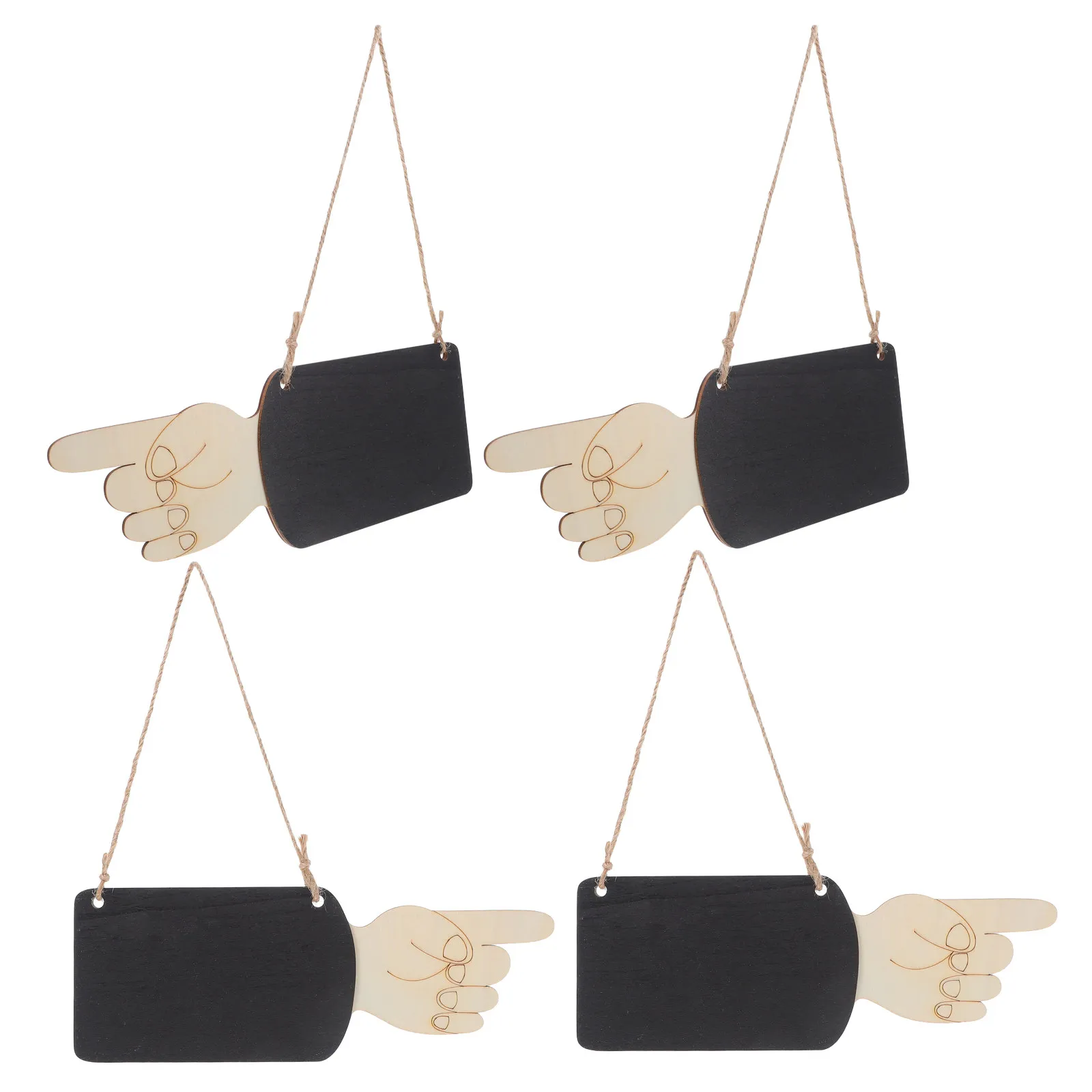 Wooden Chalkboard Door Hangers 4 Pack Hand Shaped Erasable Message Boards for Home Wedding Restaurant Decor