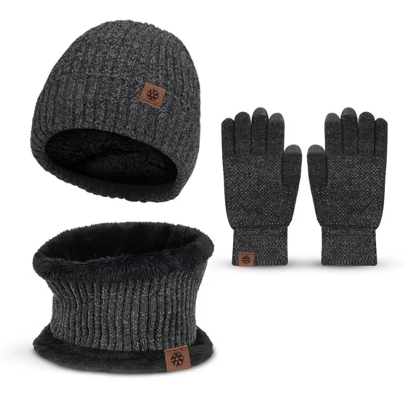 Gants à écran tactile coupe-vent pour hommes et femmes, écharpe, bonnet, casquettes, plein air, sourire, snood, hiver, 3 en 1