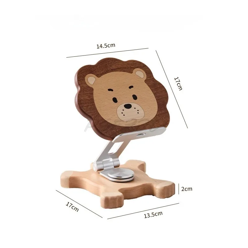 Solid Wood Desktop Phone Stand Cute and Creative Tablet Stand Rotatable and Foldable Ornament Gift