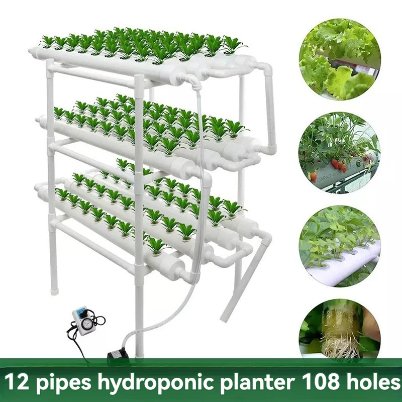 12 Pipeline Hydroponic Planting Machine Soilless Cultivation System Multi-Layer Vegetable Rack for Home Garden