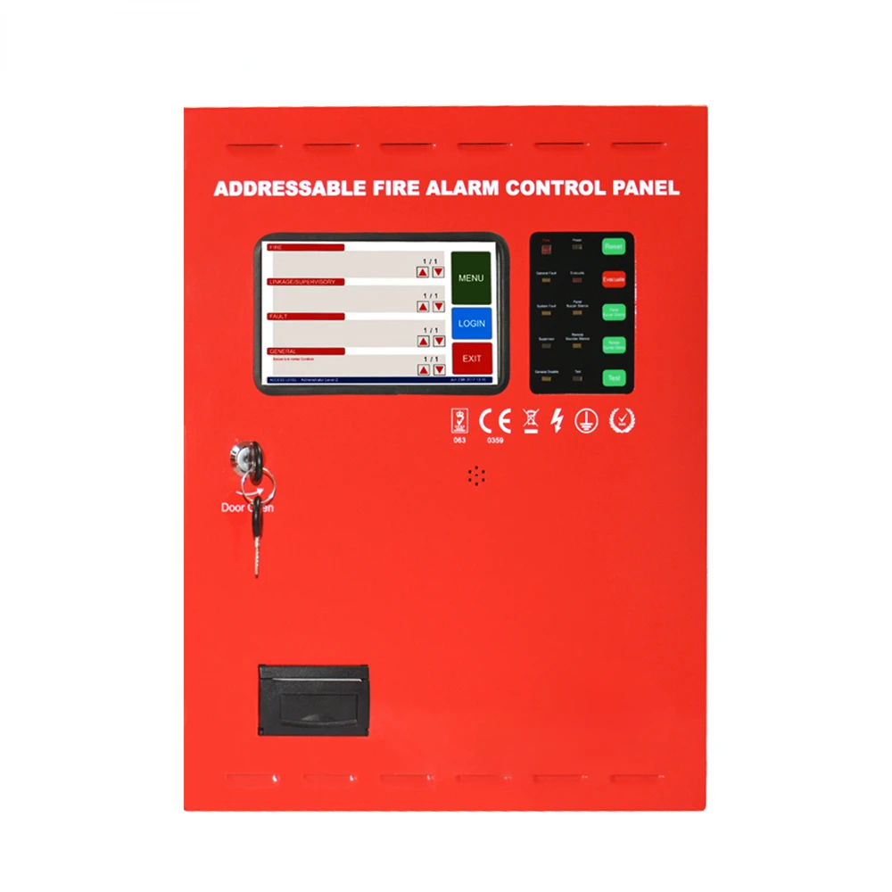 Addressable 1 Loop Fire Alarm Control Panel Fire Alarm System 8 Panels Printer and GSM Module 2 Years   250 Pieces 7