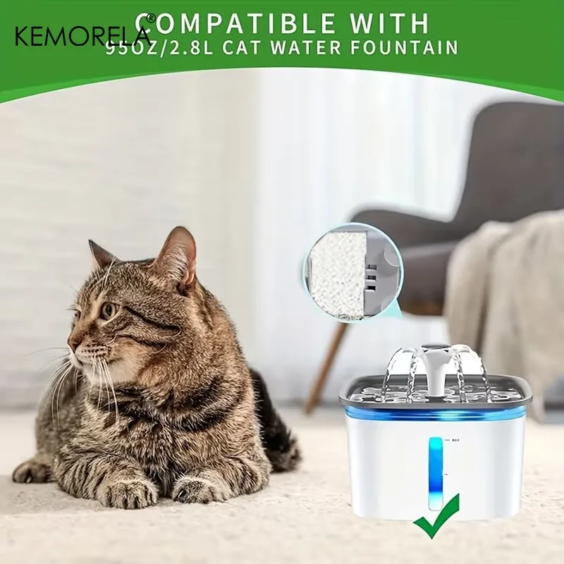 KEMORELA 8/16/24 Stück Ersatz-Vorfilterschwamm für Haustier-Trinkbrunnen, geeignet für 64oz/2L Hunde- und Katzen-Trinkbrunnenfilter – Detail 8