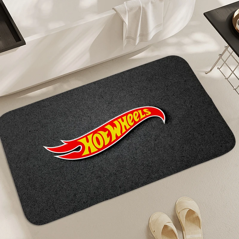 Custom Bathroom Rug H-Hot Wheels Digital Print Interior Entrance Mat Flannel Carpets for Living Room Modern Home Decoration