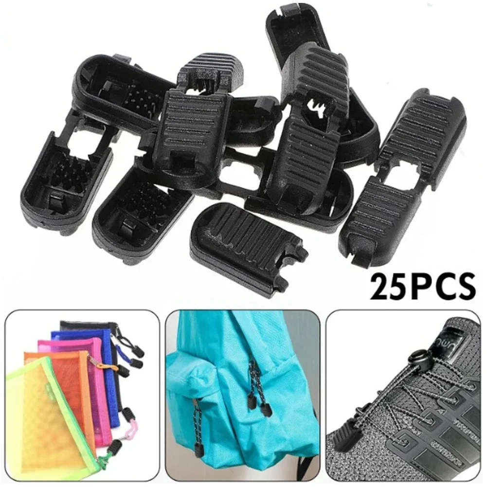 25 Pack Pull Tabs Cord Ends Tips Shoe Lace End Clips Cord Lock For Backpack Household Tool Accessories