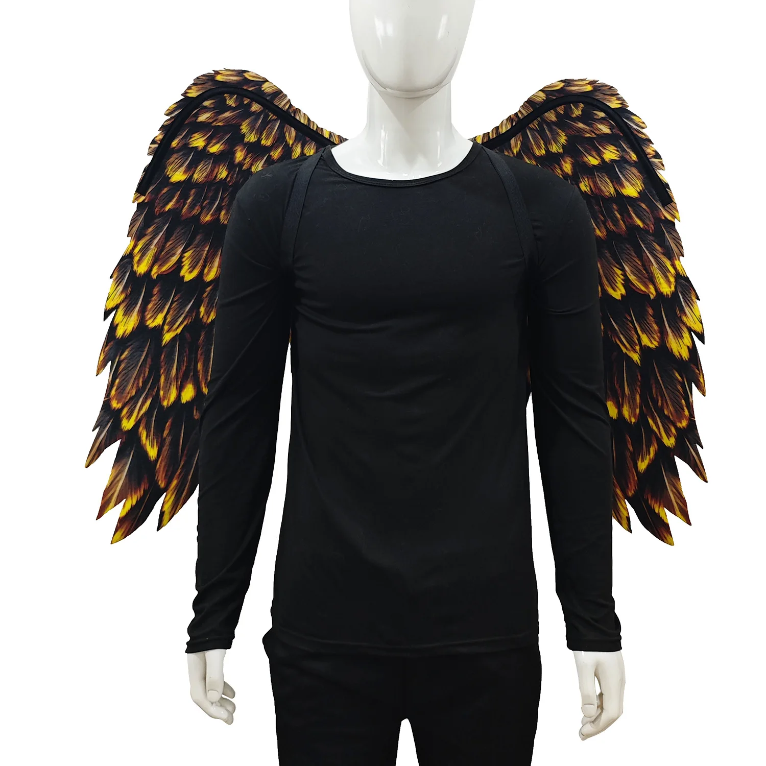 Foldable Non-Woven Printed Black and Gold Demon Archangel Wings 97X75cm Halloween Carnival Cosplay Props view 2