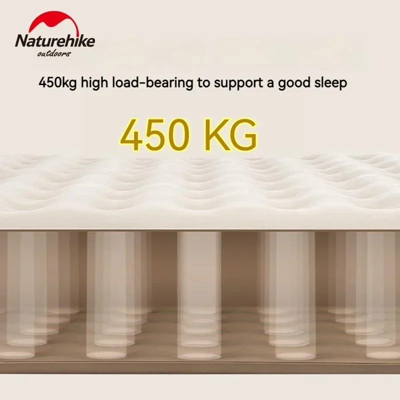 Naturehike Outdoor PVC Inflatable Sleeping Pad Heighten 25cm Bearing 450kg Camp Air Mattress Built In Air Pump Rapid Inflation