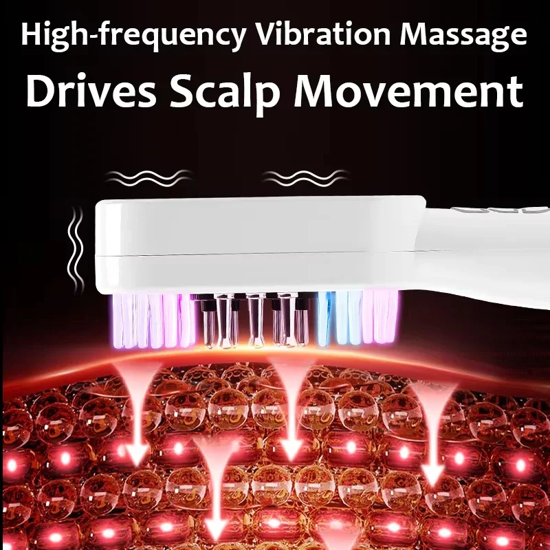 Multifunctional Electric Hair Growth Serum Essence Introduction Instrument LED Red Light Microcurrent Massage Head Massager