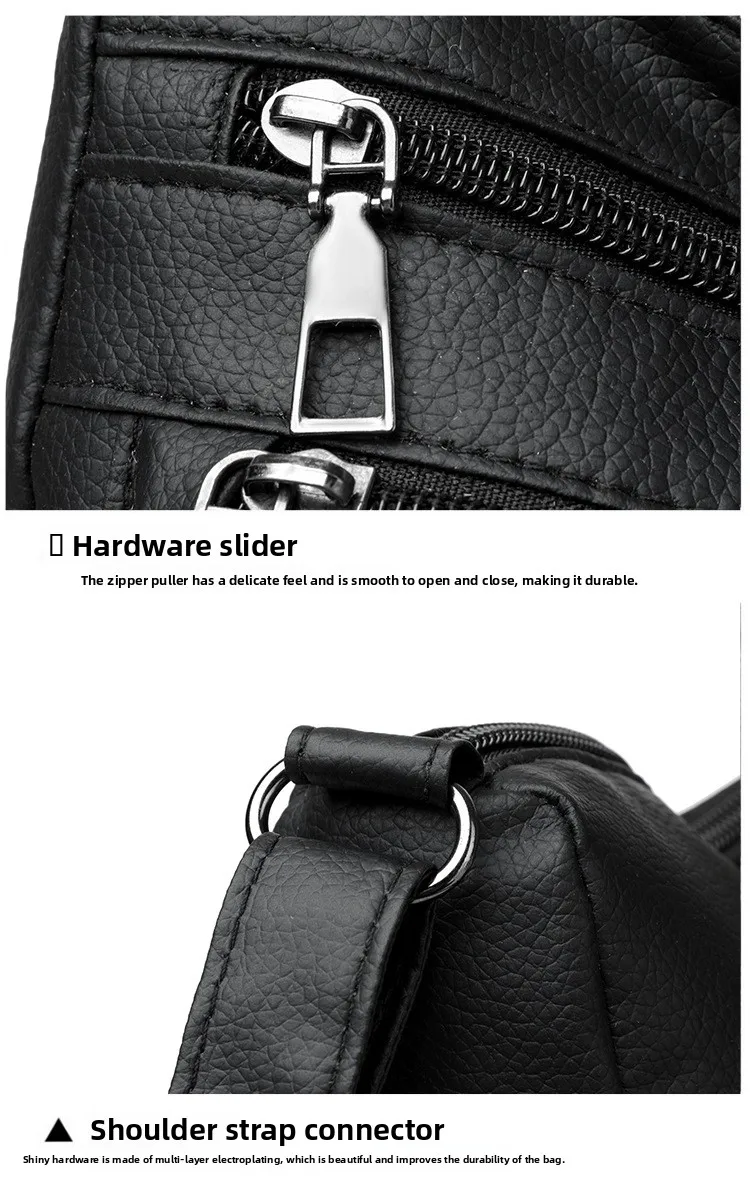 Klassisches Buchstaben-M-Design, mehrlagige Reißverschlusstasche, einzelne Schulter-Crossbody-Taschen für Damen, täglicher Gebrauch, Arbeit, Reisen, Ausflug, Party – Detail 25