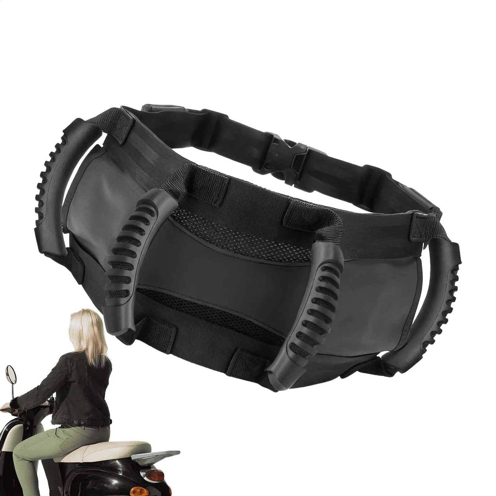Rear Seat Handle Motorcycle Adjustable Passenger Grip Grab Handle Safe Belt Passenger Handle Accessory Rear Seat Handle
