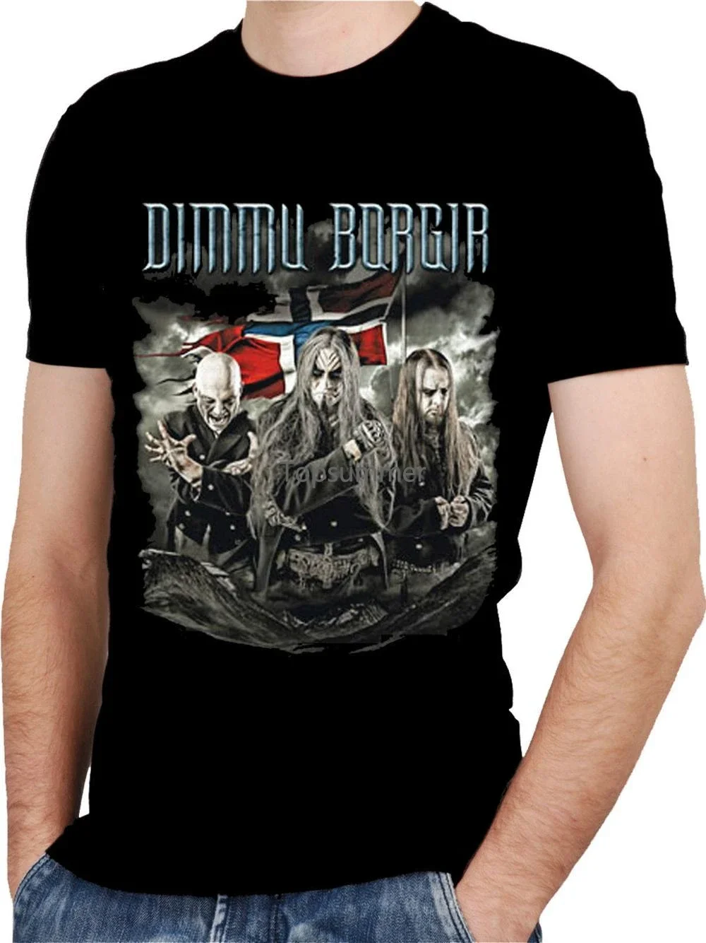 Cheap Tee Shirts Short Dimmu Borgir Band Black T-Shirt Rock T-Shirt Rock Band Shirt Rock Tee Men Printed O-Neck Tee