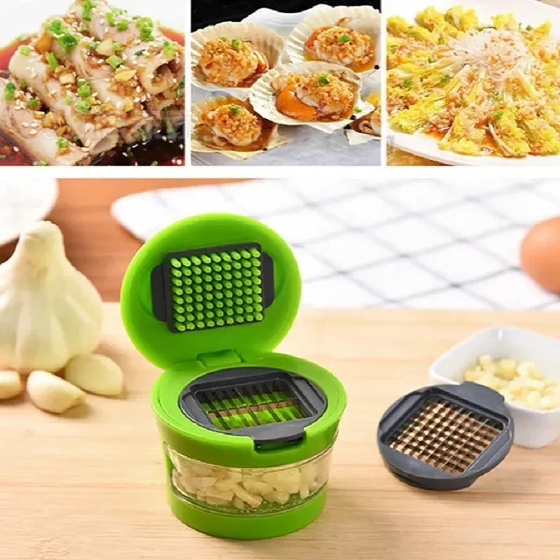 Multi-functional plastic garlic mud press mud press slicer dicing storage kitchen convenient vegetable gadget garlic mud press