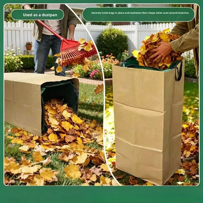 Garden Yard Large Foldable Leaf Collector Bag with Handle Reusable Dustpan Pouches Lawn Waste Trash Pick Up Storage Bag