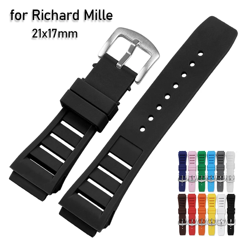 سيليكون حزام لريتشارد ميل RM011 حزام (استيك) ساعة 21 مللي متر * 17 مللي متر المطاط الغوص سوار مقاوم للماء العالمي استبدال معصمه