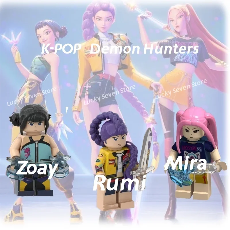 

Новый аниме Kpop Demon Hunter, строительные блоки, игрушка Rumi Zoey Mira, фигурка в сборе, модель, детские развивающие игрушки для мальчиков