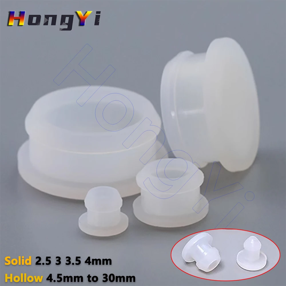 2/5/10Pcs Transparent Snap-on Hole Plug Silicone Rubber T Type End Caps Seal Stopper,Solid 2.5 3 3.5 4mm,Hollow 4.5mm to 30mm