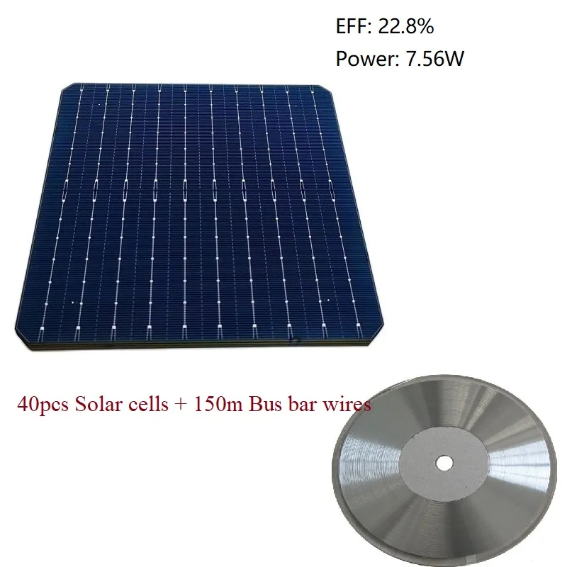 

DIY 300W Monocrystalline Solar panel Kits 40pcs Mono silicon Solar cells 22.8% Efficiency 182mm x182mm With Enough Bus bar wires