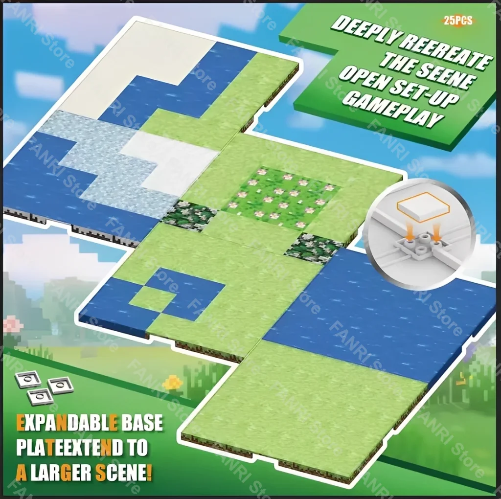 Magnetische bodemplaat Verscheidenheid grondplaten Match magnetische bouwstenen Speelgoed Mijnwereld Pixelstijl voor jongens en meisjes Kinderen Beste speelgoed