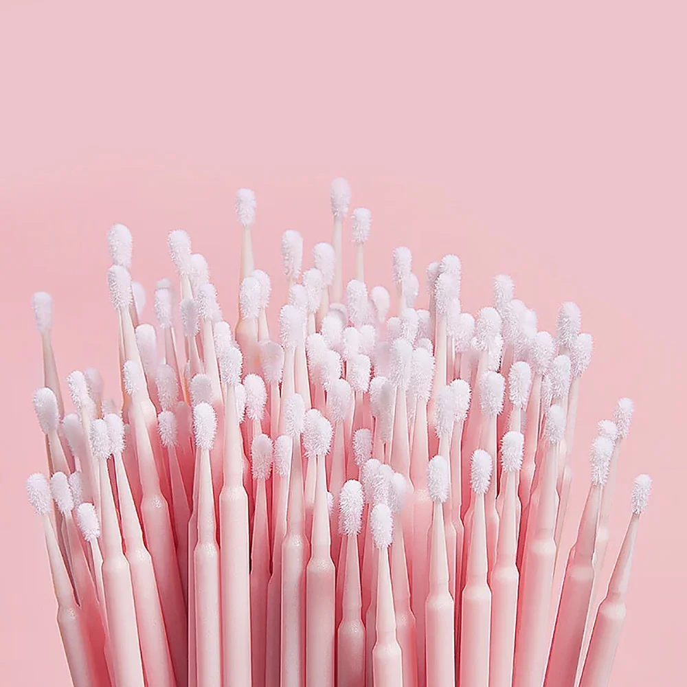 100Pcs Eyelash Cleaning Brush Lash Extension Micro Cotton Swab Individual Eyelashes Microbrush Beauty Makeup Clean Remover Tools
