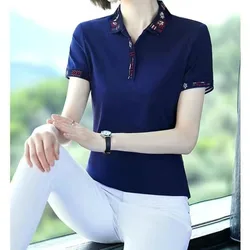 White Tops Polo Neck Shirts for Women T-shirt Woman Pink Short Sleeve Tee Plain Clothing New Synthetic Y2k Fashion Summer 2024 V