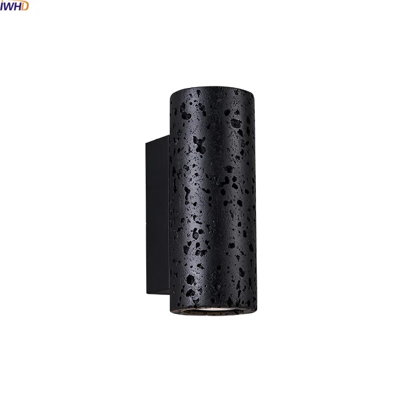 

IWHD Home Decor Interior LED Wall Lamps Black Travertine Stone Vintage Industrial Stair Light Lighting Fixture Lampade De Parete