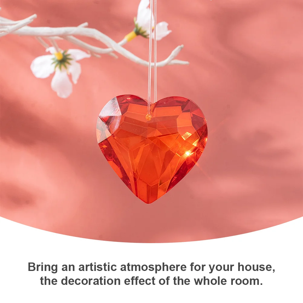 

5 Pcs Heart Pendant Heart-shape Crystals Decor Ornaments for Christmas Tree Household Decoration White Hanging Decorations