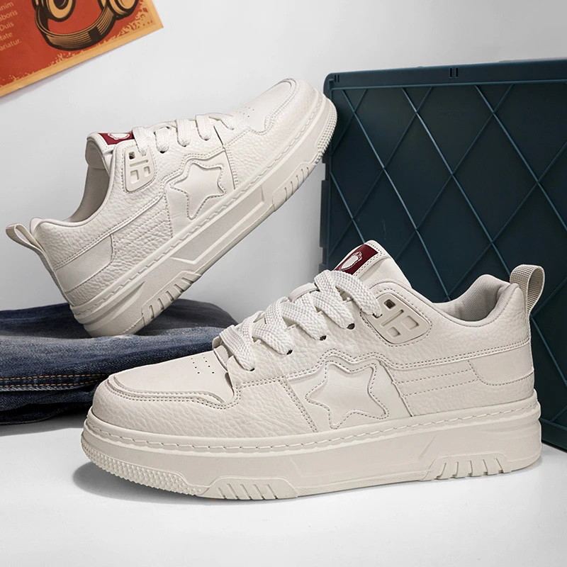 Autumn 2025 Men's White Chunky Sneakers - Breathable Minimalist Design, Student-Friendly & Instagram Popular