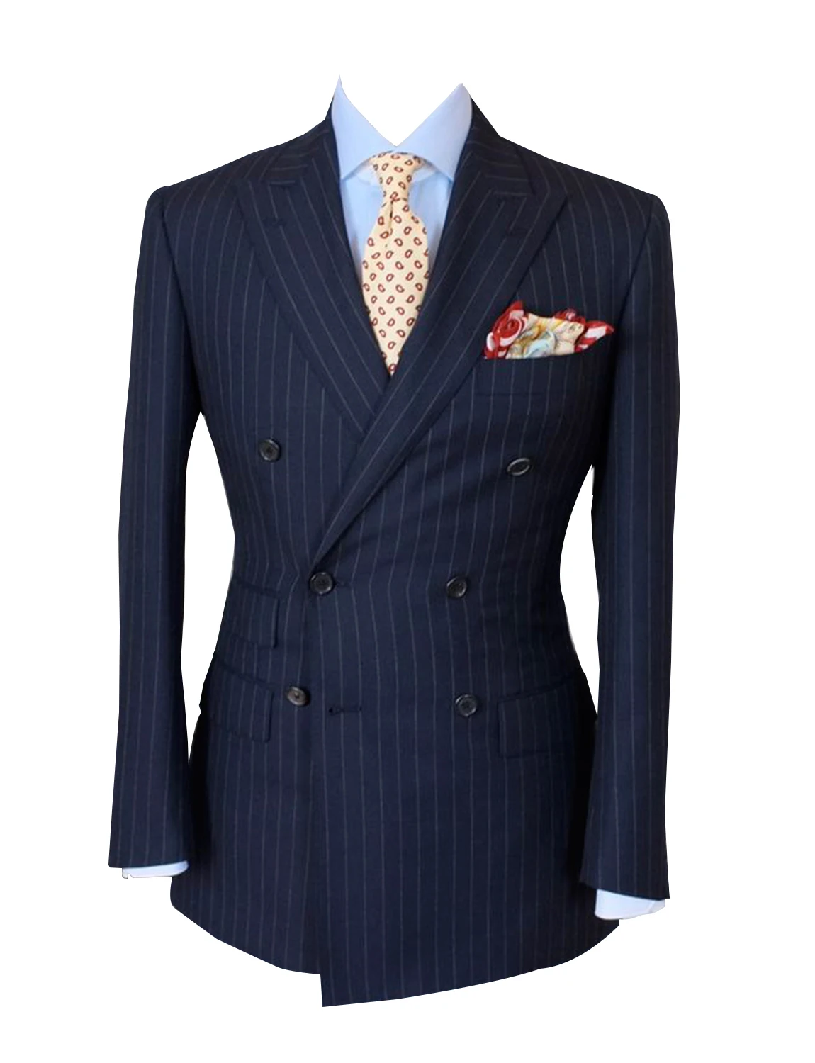 

Men's Stripe Suit Blazer Double Breasted Jacket