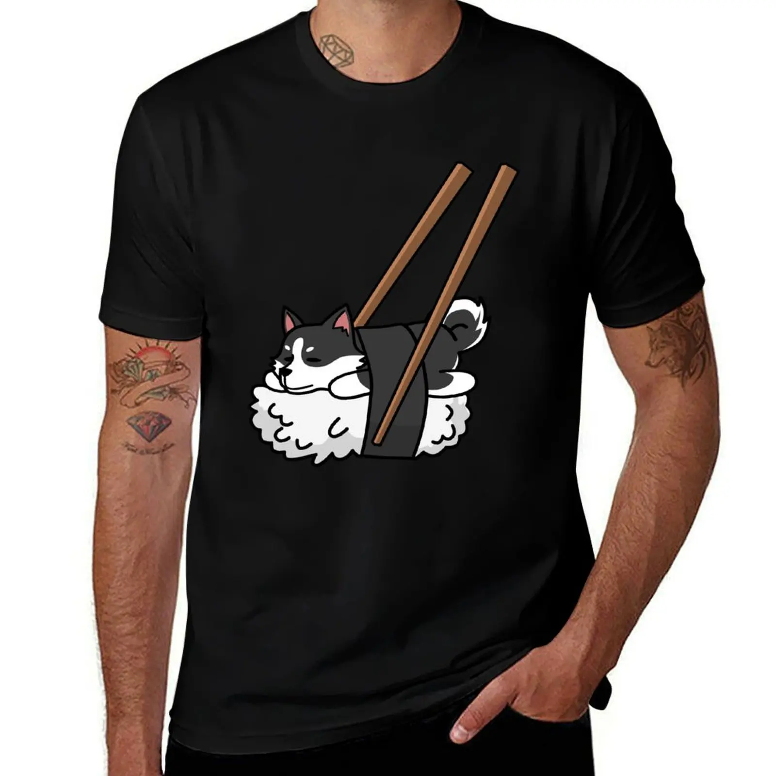 

casual luxury brand Sushi Siberian shirt t man shirts man man Funny high t Husky t shirts T-Shirt cotton quality