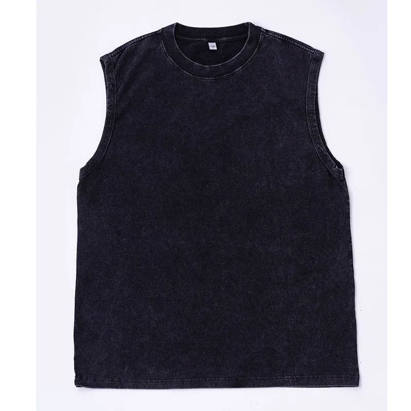 2025 Summer New Cotton Men's Washed Cotton Tank Tops Muscle Gym Sleeveless Workout T Shirts Running Beach Loose Tees