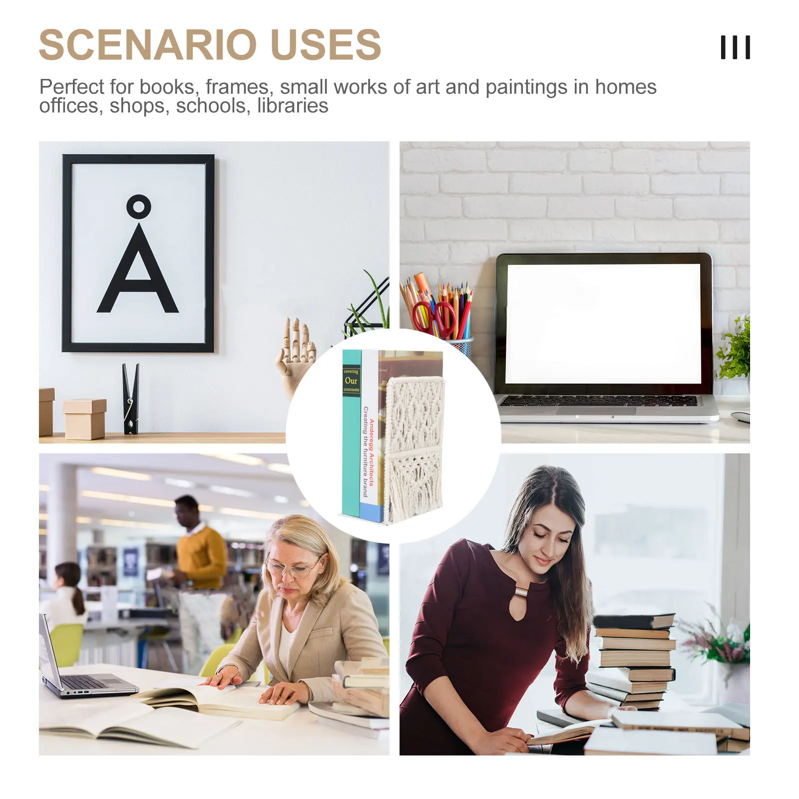 

Practical Sturdy Bohemian Style Bookend Multi-Function Tabletop File Organizer Desk Decor Binder Holder for Desk