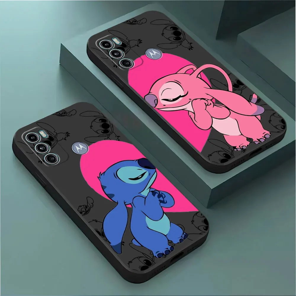 Disney Love Couple Angel Stitch Phone Case for Motorola Moto One Fusion Plus Edge 30 Neo Edge 20 Pro Edge 40 Pro G200 5G Cover