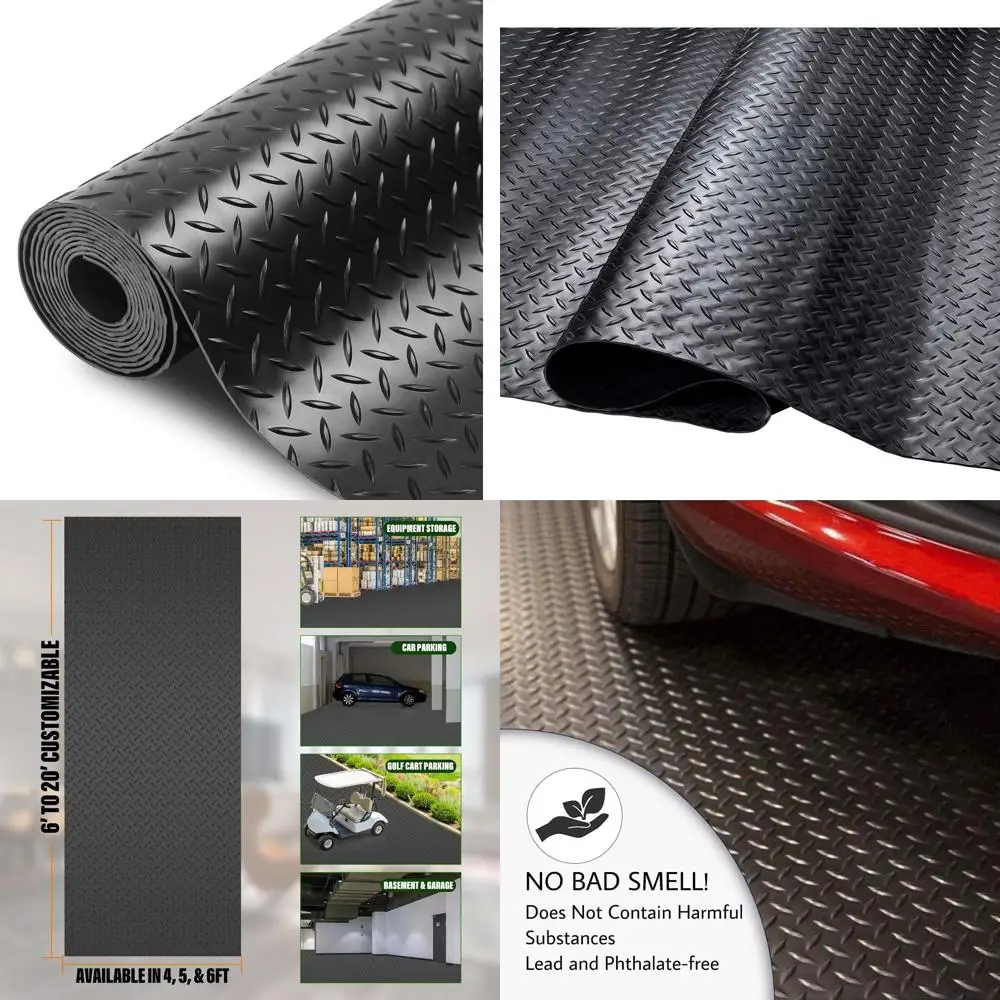 

Thickened 2.8mm Black Heavy-Duty Garage Floor Mat, Commercial Grade, Water/Stain Resistant for Parking or Golf Carts