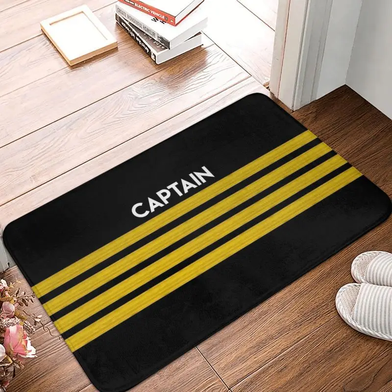 Captain Stripes Epaulettes Door Floor Kitchen Bathroom Mat Indoor Aviation Pilot Doormat Living Room Entrance Rug Carpet Footpad