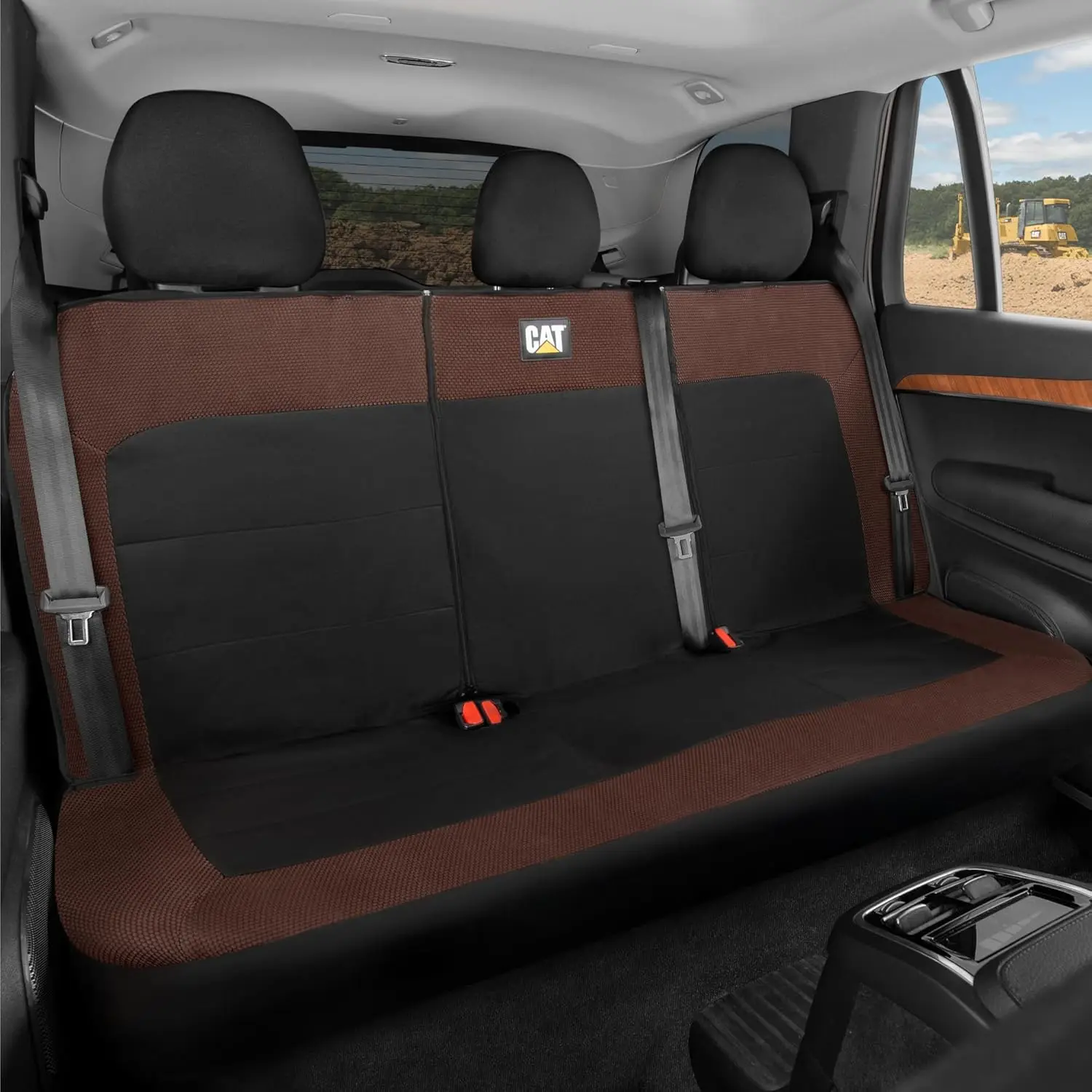 

Universal Rear Seat Cover for Cars, Trucks & SUVs - Durable Canvas & Mesh Design with 60/40 Split Bench Protector