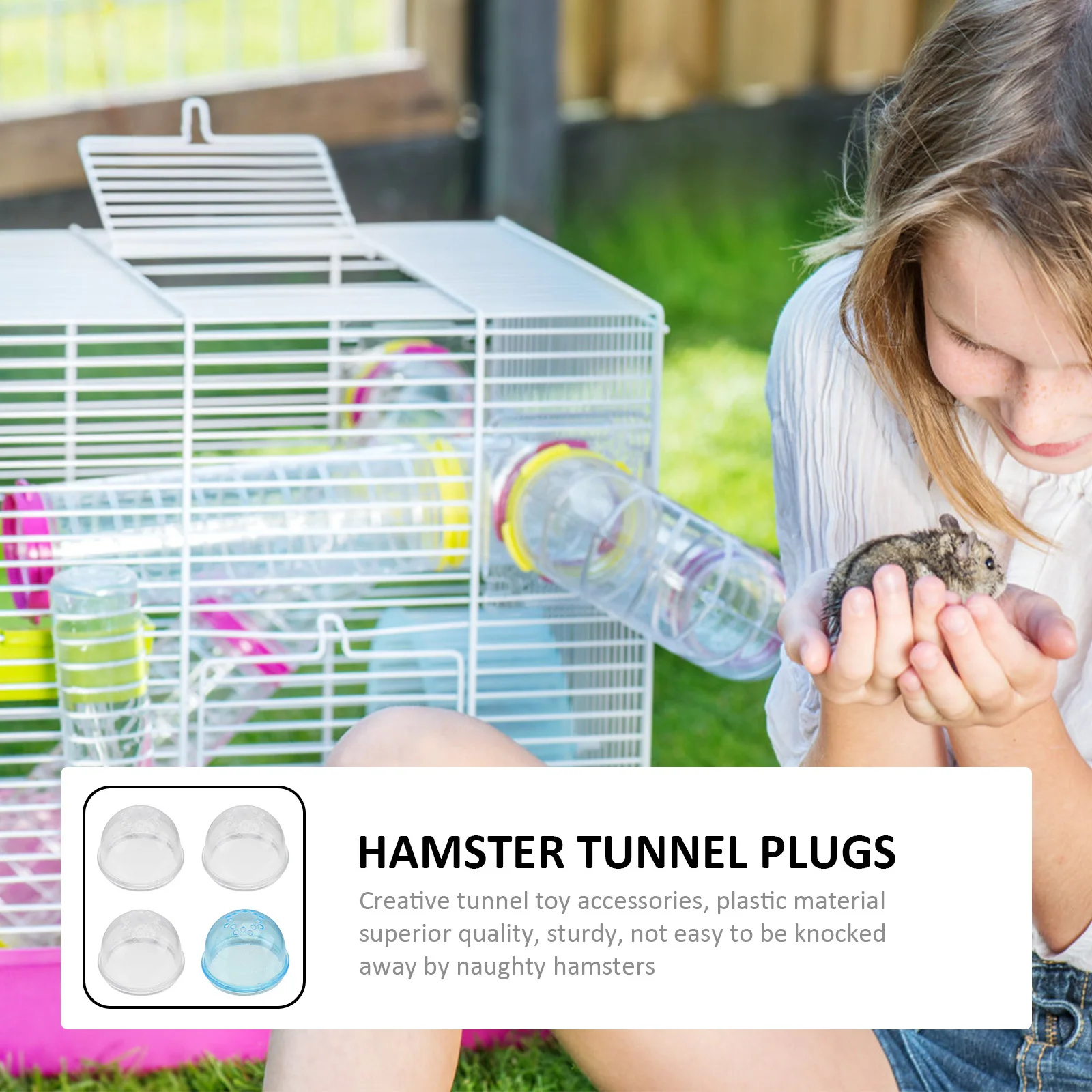 

4Pcs Hamster Cage External Plugs Plastic Pet Tunnel Ends Stopper for Indoor Outdoor Use Small Pets Squirrels Hedgehogs Guinea