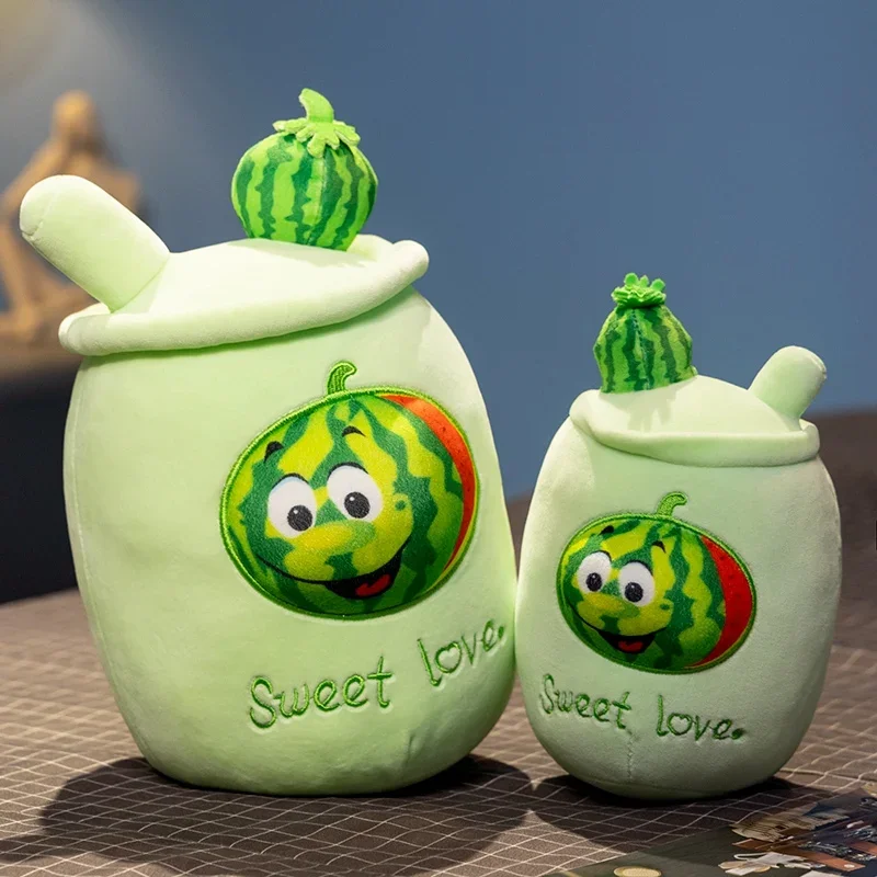 Niedliche gefüllte Boba Plüsch Bubble Tea echte Früchte Pfirsich Blaubeere Wassermelone Tasse Kissen weiche Kawaii Plüschtiere Geschenke für Kinder