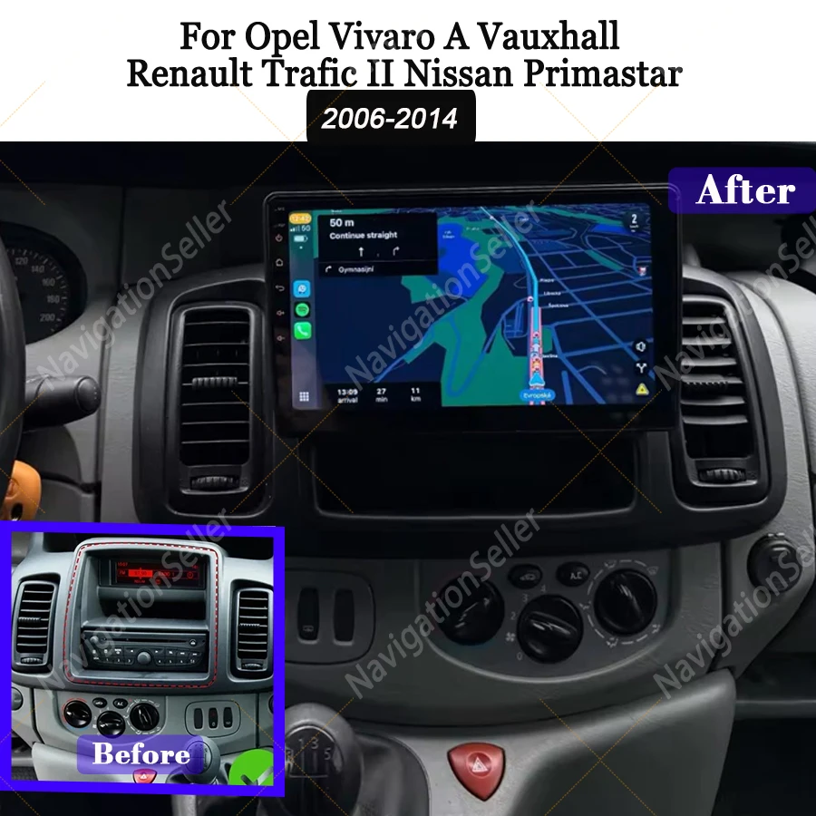 

Carplay Android Head Unit For Opel Vivaro A Vauxhall Renault Trafic II Nissan Primastar 2006-2014 Autoradio Multimedia DSP DAB