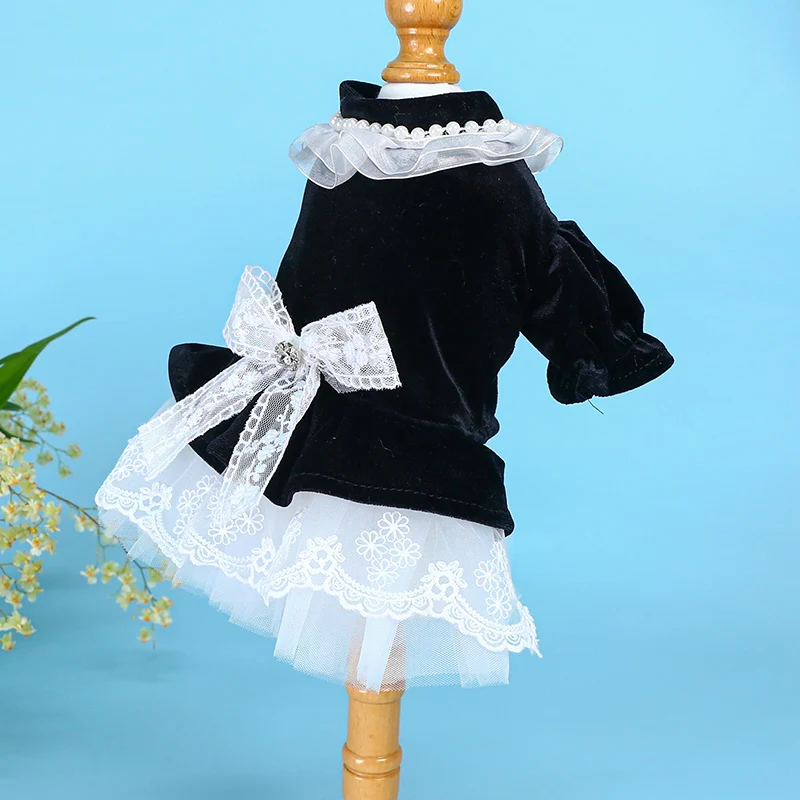 1PC Pet Apparel Dog Spring and Autumn Soft and Comfortable Black Velvet Princess Skirt Fluffy Skirt Cake Skirt For Small Medium