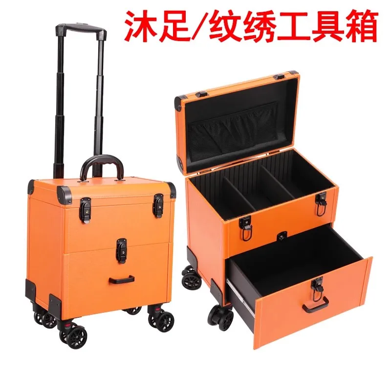 

Beauty Foot Massage Ear Collection Technician Upper Bell Double Layer Tie Rod Silent Universal Wheel Suitcase