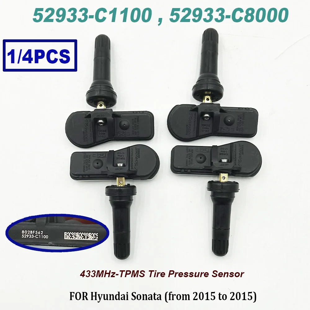 1/4PCS 52933-C1100 52933-C8000 TPMS 433MHz Tire Pressure Monitor Sensor for H-yundai Sonata Santa Fe K-ia 52933C8000 52933C1100