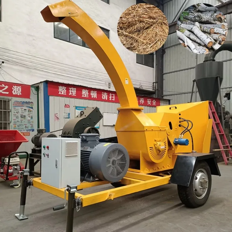 Trituratore di Rami e Legno da Giardino/Cippatrice Mobile per Tronchi e Rami