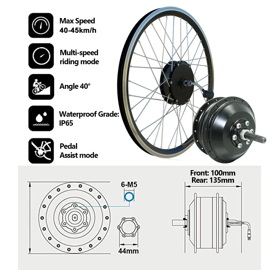 48V Electric Bike Conversion Kit 500W/1500W Poweful Rear Hub Motor Wheel E Bike Conversion Kit with 13AH/20AH Hai Long Battery