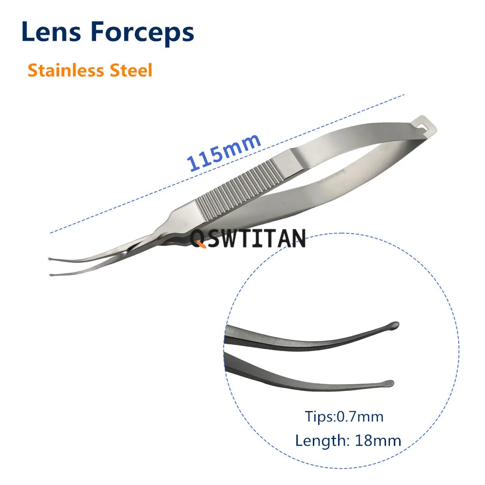 แหนบจับเลนส์ 1 ชิ้น ด้ามแบน ปลายแหลมแบบปากเป็ด แหนบพับได้ ฆ่าเชื้อได้ด้วยหม้อนึ่งความดัน สำหรับเครื่องมือจักษุวิทยาขนาดเล็ก