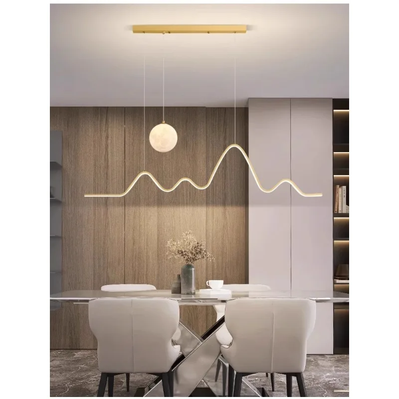 Cream Style Dining Table Bar Counter Modern Minimalist Medieval Style Creative Mountain Moon Strip Dining Room Restaurant Lamps